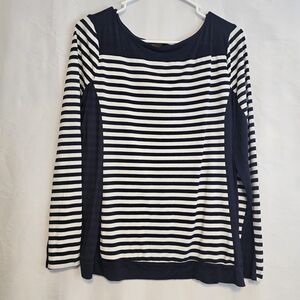 The Limited Women's XLarge Navy and White Striped Long Sleeve Top